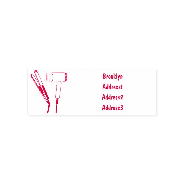 Hair dryer & hair straightener illustration self-inking stamp (Design)