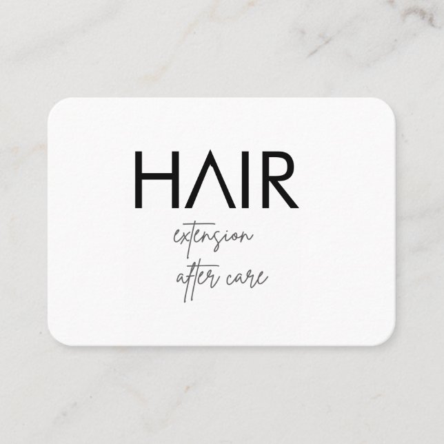 HAIR EXTENSION CARE CARD (black) (Front)