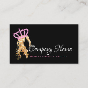 Hair Extension Hair Stylist Blonde Gold Pink Crown Appointment Card