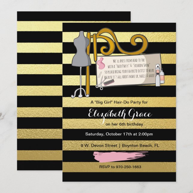 Hair/Fashion Show Party Invitation (Front/Back)