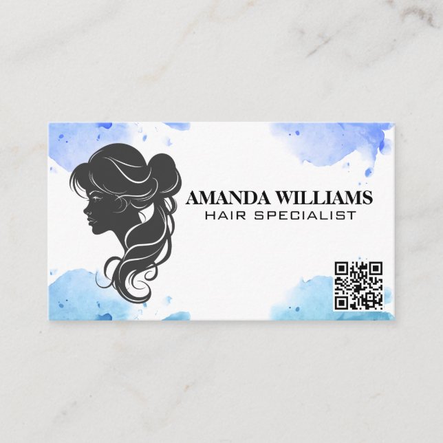 Hair Flowing Grey Graphic | QR Code Appointment Card (Front)