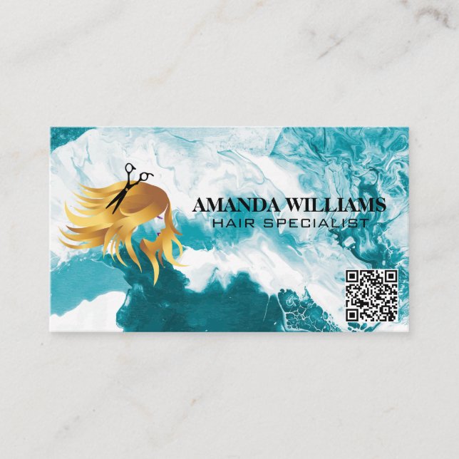 Hair Flowing Logo | QR Code | Artistic Appointment Card (Front)