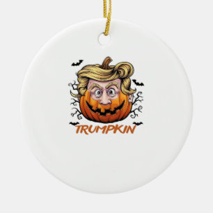 Hair Funny Pumpkin Halloween Boo - Political Humou Ceramic Ornament