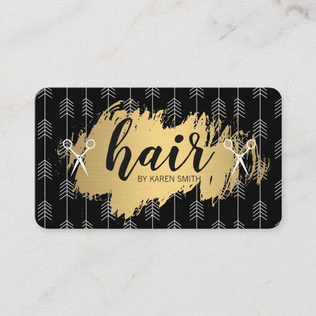 HAIR / Gold Brushed and Arrows Business Card (Front)