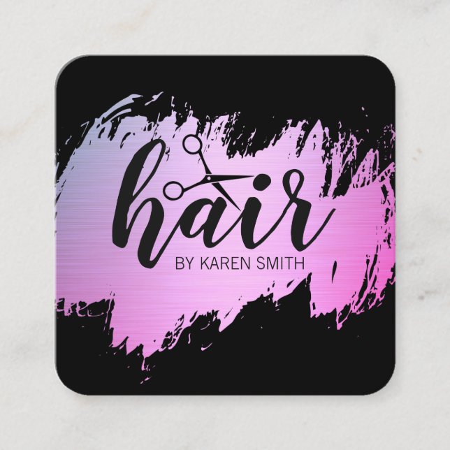 HAIR / Gold Brushed  (Glamour) Square Business Card (Front)