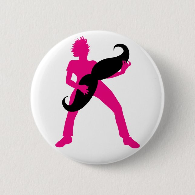 Hair Guitar 2 Inch Round Button (Front)
