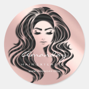 Hair Lash Extension Stylist Makeup Artist Blush Classic Round Sticker