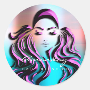 Hair Lashes Extension Stylist Makeup Artist Purple Classic Round Sticker