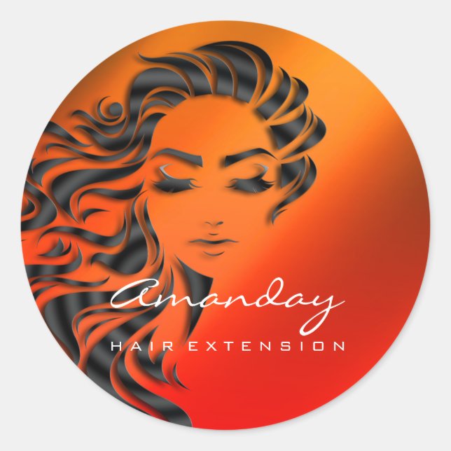 Hair Lashes Extension Stylist Makeup Honey Red Classic Round Sticker (Front)
