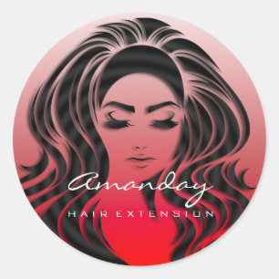 Hair Lashes Extension Stylist Makeup Red 16th Classic Round Sticker