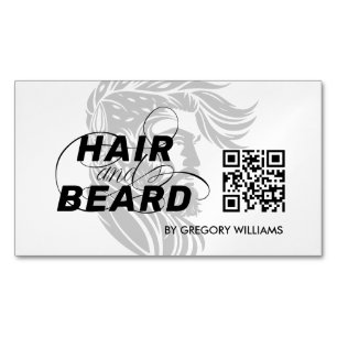 Hair Logo Hair & Beard Q R Code Magnetic Business Card