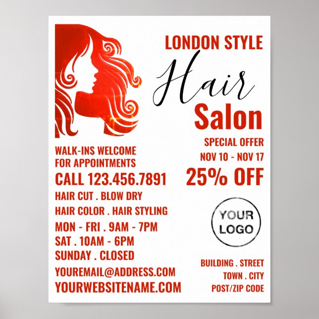 Hair Logo, Hair Stylist, Hair Salon Advert  Poster (Front)