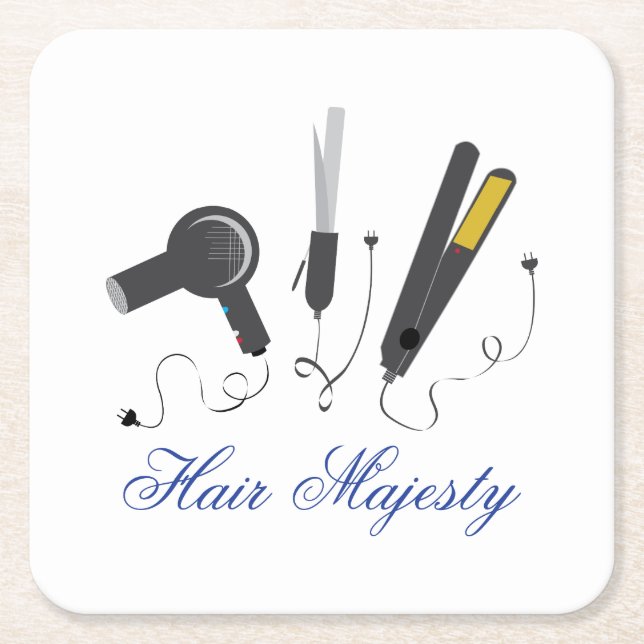 Hair Majesty Square Paper Coaster (Front)