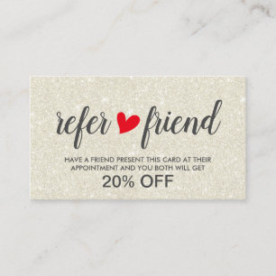 Hair & Makeup Artist Ivory Glitter Salon Referral Card