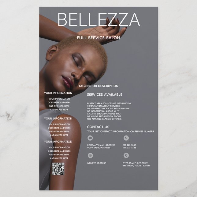 Hair & Makeup Fashionista Beauty Photo, Services Flyer (Front)