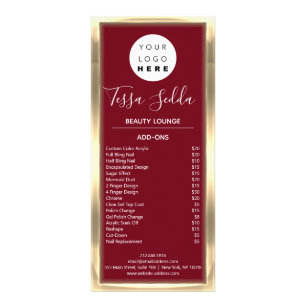 Hair Makeup Nail Manicure Pedicure SPA Price List Rack Card