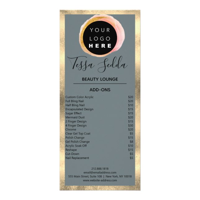 Hair Makeup Nails Manicure Pedicure Wellness Grey Rack Card (Back)