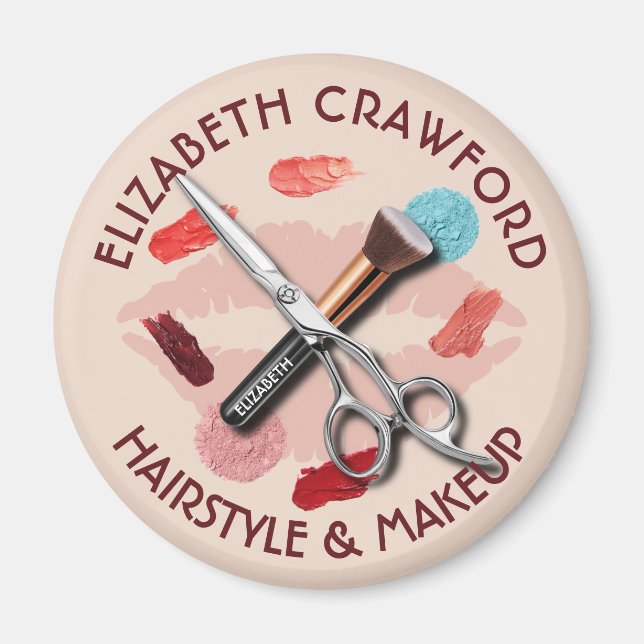 Hair Makeup Stylist Beauty Salon And Your Name Magnet (Front)