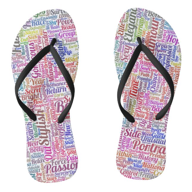 Hair Mode Pattern Text Word Cloud Flip Flops (Footbed)