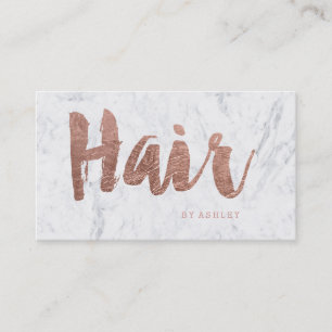 Hair modern rose gold typography marble loyalty business card