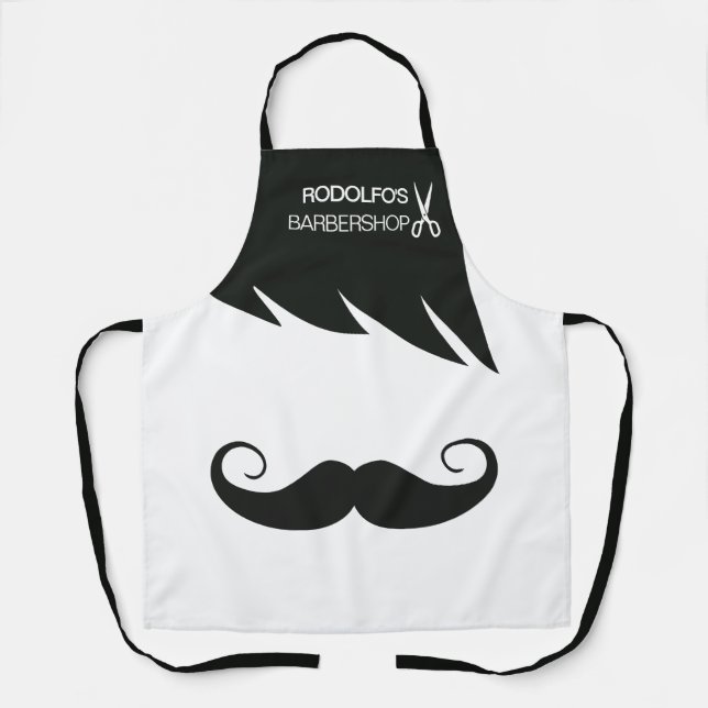 Hair & moustache w/ scissors barbershop employees apron (Front)
