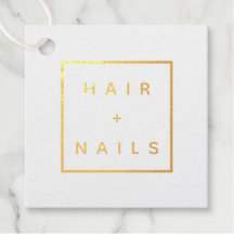 HAIR + NAILS logo kraft Square Foil Favour Tags