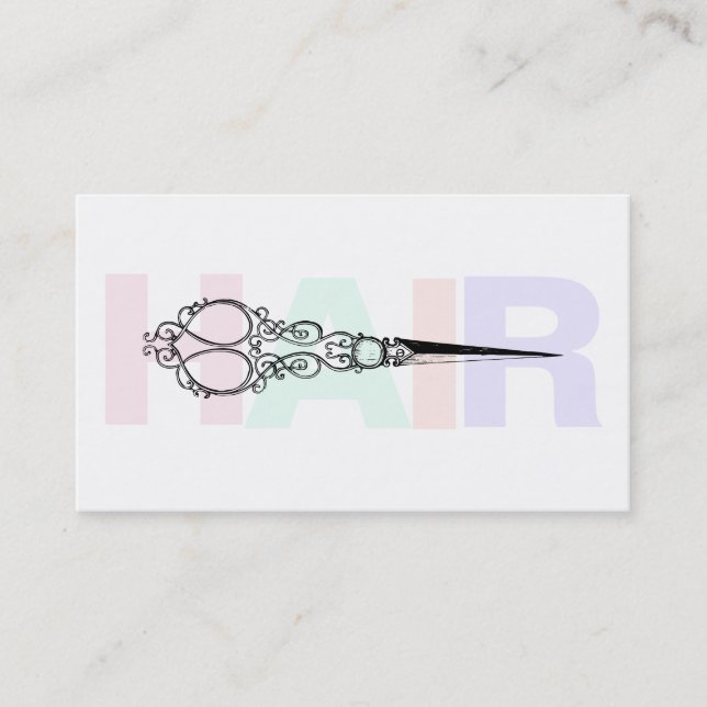*~* HAIR Pastels Simple Minimal Antique Scissors Business Card (Front)