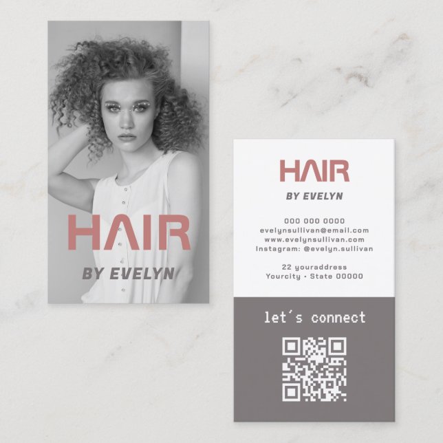 Hair Photo QR Code Business Card (Front/Back)