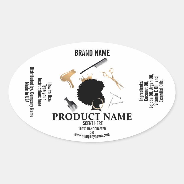 Hair Product Label template package product  (Front)