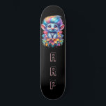 *~* Hair Rainbow Troll AP89 Neon Initial  Skateboard<br><div class="desc">(Search code AP89 for Troll items and AP88 for medieval theme items ) Easily Transfer to other Zazzle Products. BLACK background Skateboard. The bright and oh so happy NEON Rainbow colours just pop the TROLL images and LETTERS. Customize / Personalize your INITIALS / MONOGRAM. Whimsical Cute funny Long Hair Troll...</div>
