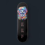 *~* Hair Rainbow Troll AP89 Neon Initial  Skateboard<br><div class="desc">(Search code AP89 for Troll items and AP88 for medieval theme items ) Easily Transfer to other Zazzle Products. BLACK background Skateboard. The bright and oh so happy NEON Rainbow colours just pop the TROLL images and LETTERS. Customize / Personalize your INITIALS / MONOGRAM. Whimsical Cute funny Long Hair Troll...</div>