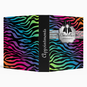 Hair Salon Appointment Book Zebra Rainbow Jeweller Binder