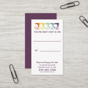 Hair Salon Appointment Reminder Retro Rainbow Business Card