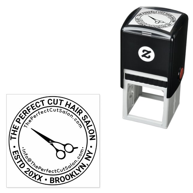 Hair Salon Barber Shop Business Location URL Email Self-inking Stamp (In Situ)