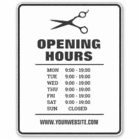 Hair salon barber shop opening hours vinyl sticker
