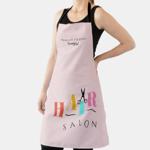 Hair salon big typography scissors hairstylist apron