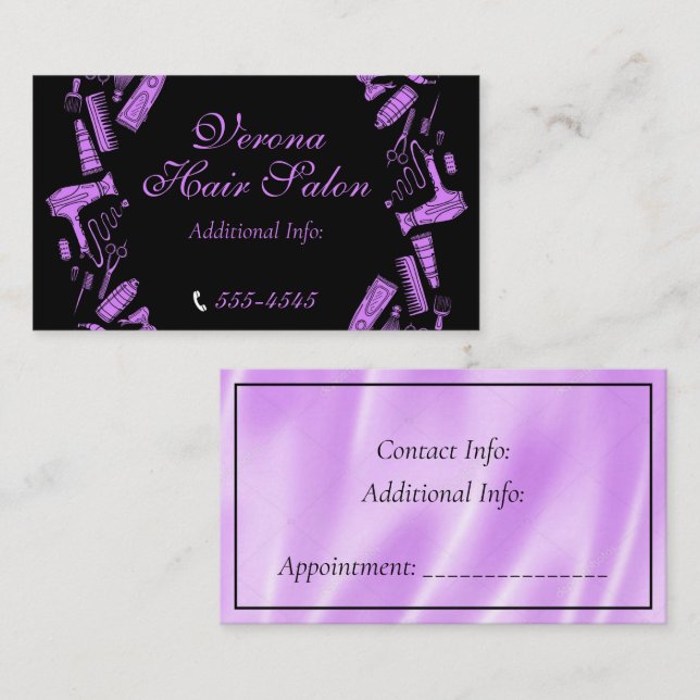 Hair Salon Black & Pink   Business Card (Front/Back)