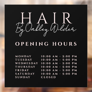 Hair salon Blush Black Opening Hours Window Cling