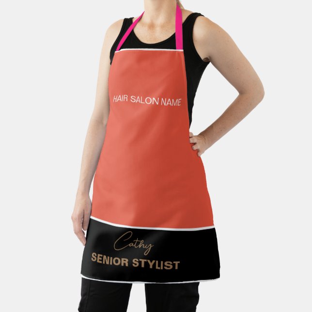 Hair Salon Company Name And Employee Title Apron (Insitu)