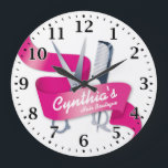 Hair Salon Decorative Wall Clock<br><div class="desc">A unique personalized hair salon decorative wall clock.
A great addition to any hair salon or studio. Also makes a great gift idea.</div>