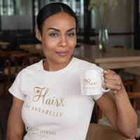 Hair salon employee personalized white and gold
