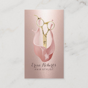Hair Salon Gold Scissor Modern Rose Gold Business Card