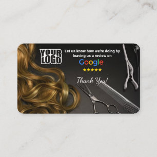 Hair salon Google Review Template With QR  Business Card