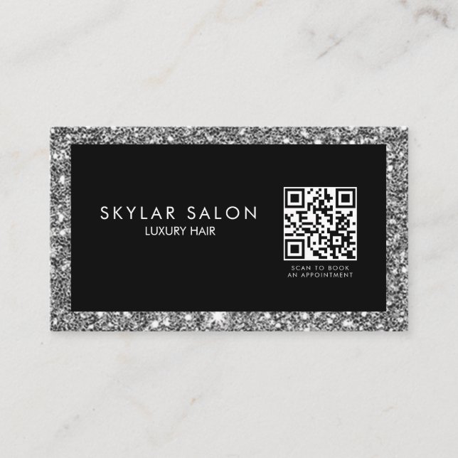 Hair Salon Hair Extensions QR code  Business Card (Front)