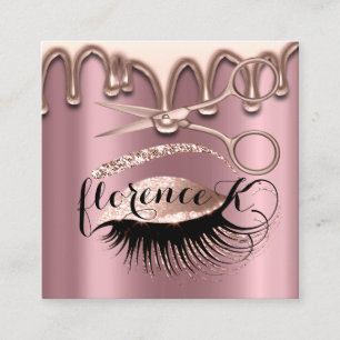 Hair Salon Hairdresser Brows Eyelash Drip Scissors Square Business Card