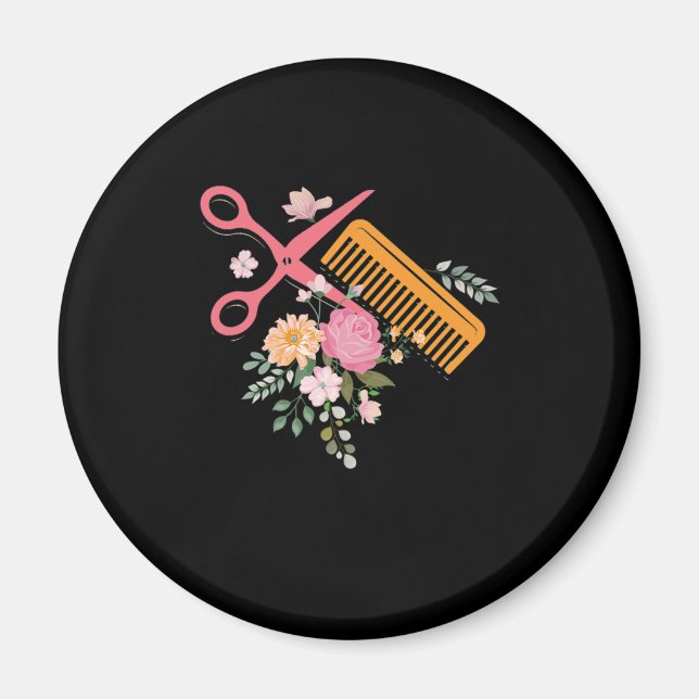 Hair Salon Hairdresser Scissors Hair Stylist Barbe Magnet (Front)