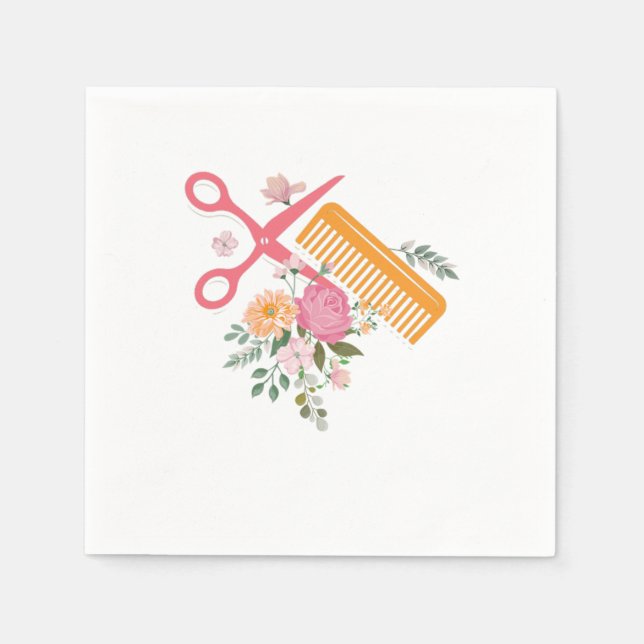 Hair Salon Hairdresser Scissors Hair Stylist Barbe Napkin (Front)