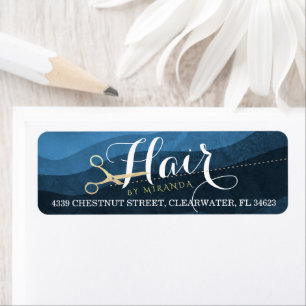 Hair Salon Hairstylist Modern Blue & Gold Scissors