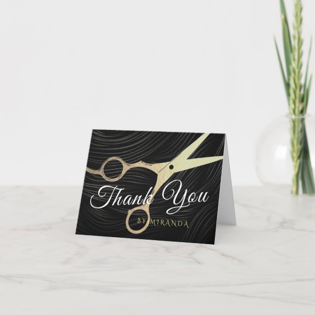 Hair Salon Hairstylist Thank You Gold Scissors (Front)