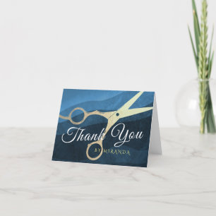 Hair Salon Hairstylist Thank You Gold Scissors Card